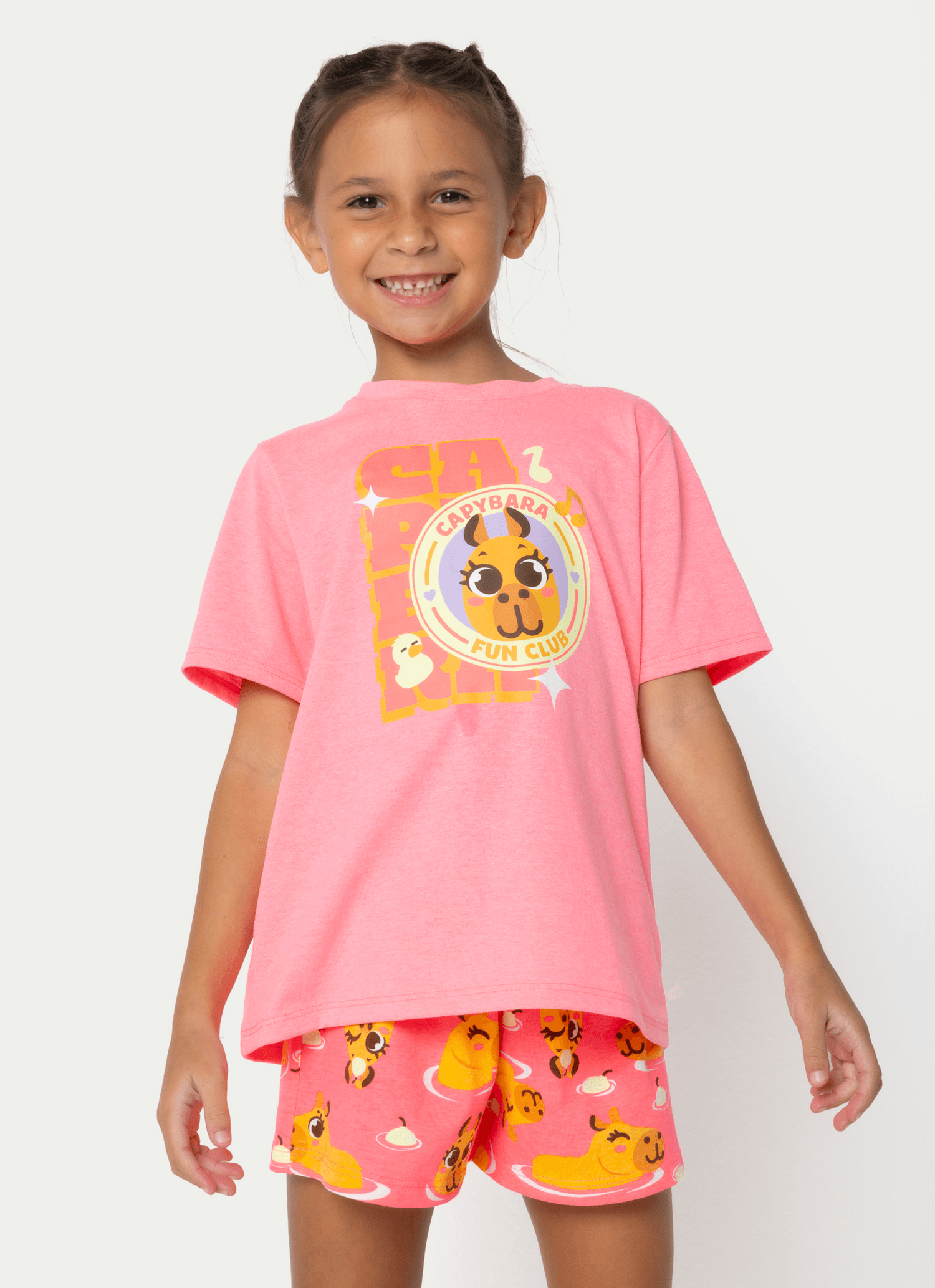 Pijama-Manga-Curta-Algodao-Menina-Capy-Bora