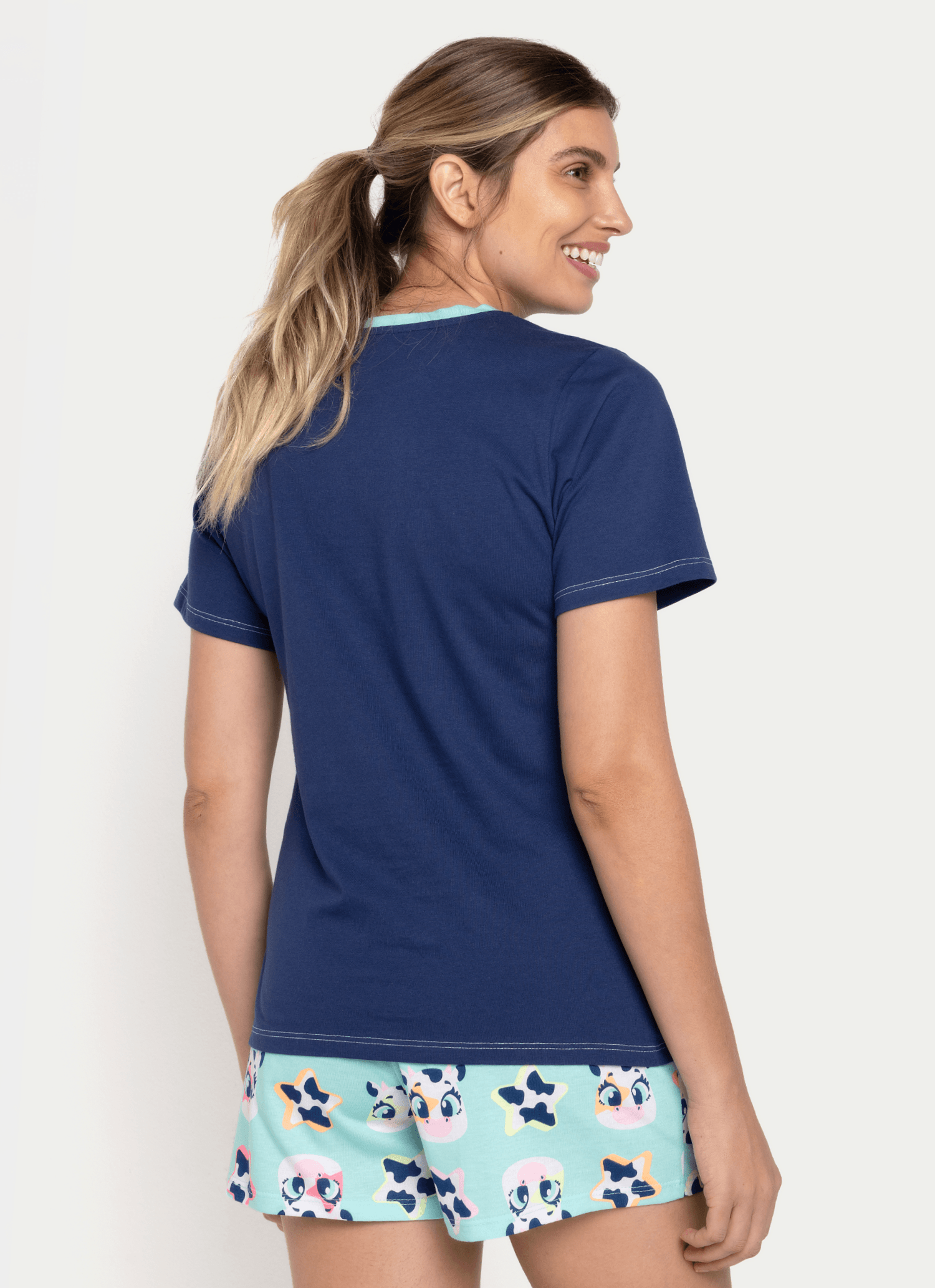 Pijama-Manga-Curta-Algodao-Feminino-Vaca-Moosic