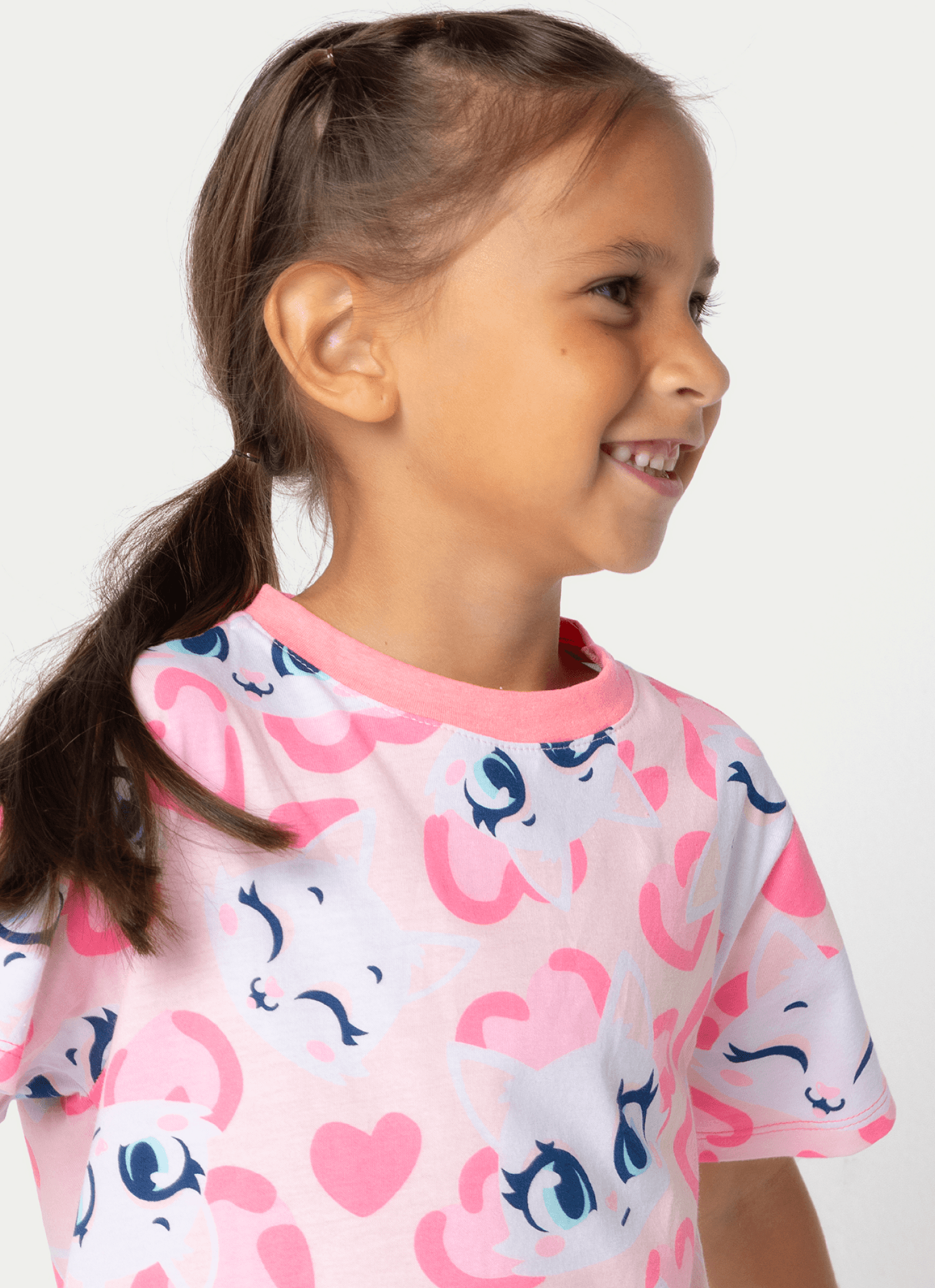 Camisola-Manga-Curta-Algodao-Menina-Gata-Cereja