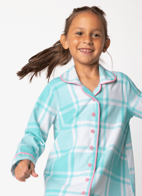 Camisola Manga Longa Algodão Menina Xadrez