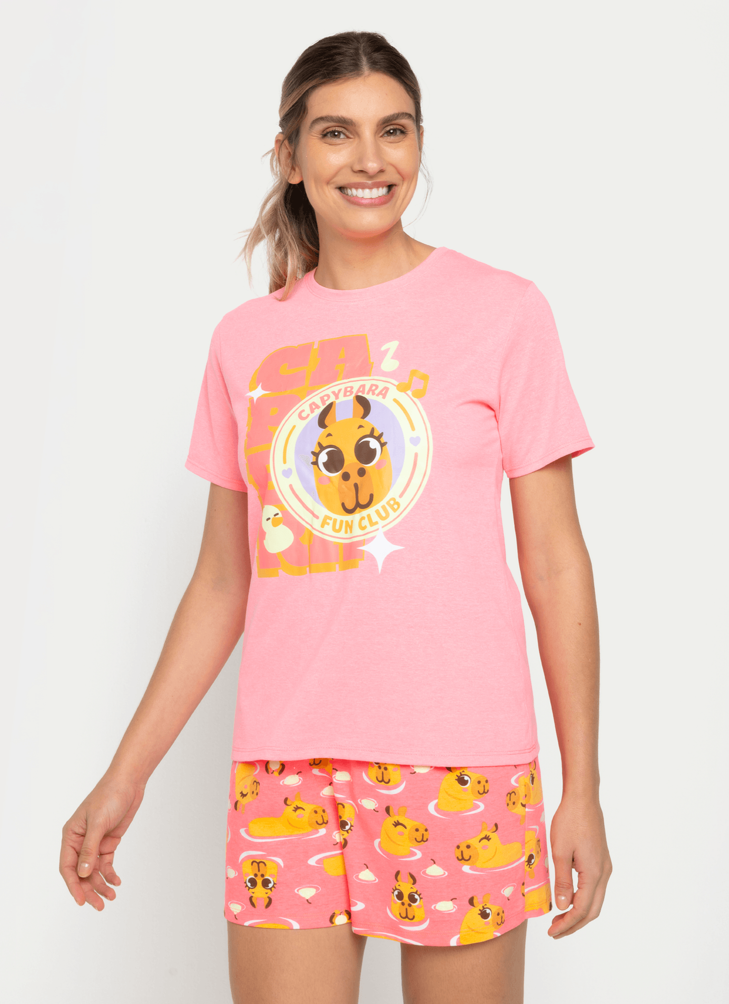 Pijama-Manga-Curta-Algodao-Feminino-Capy-Bora
