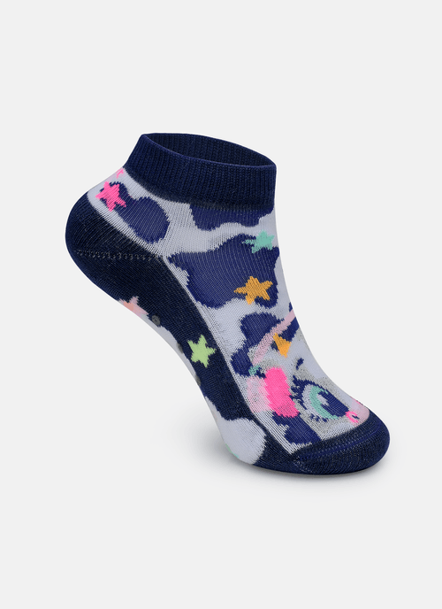 Meia Cano Curto Antiderrapante Menina Vaca Moosic