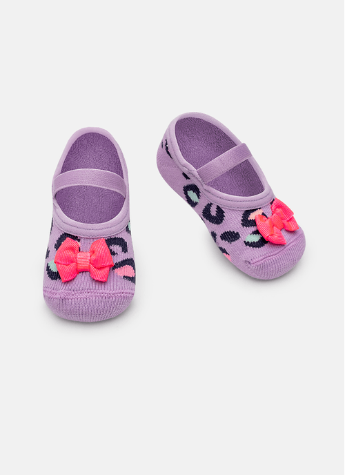 Meia Sapatilha Antiderrapante Bebê Menina Onça