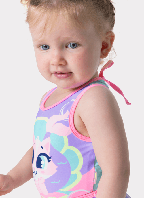 Maio Com Proteção Solar Bebê Menina Gata Sereia