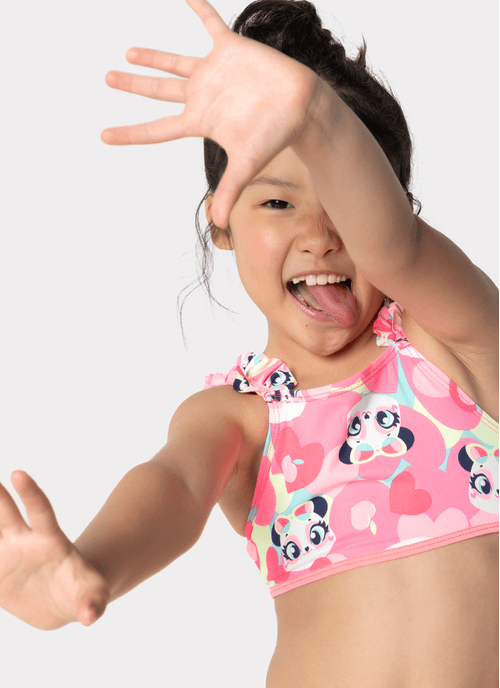 Biquini Menina Panda Romântico com Aplique
