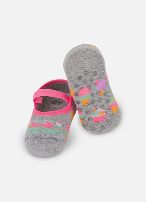 Meia Sapatilha Antiderrapante Bebê Menina Sorvete