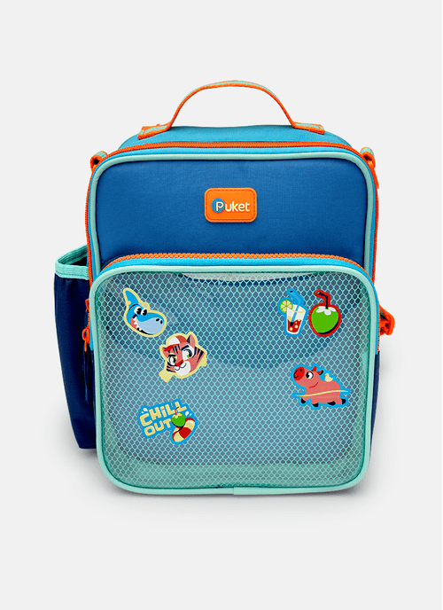 Lancheira Térmica com Bolso Frontal Color Block Azul