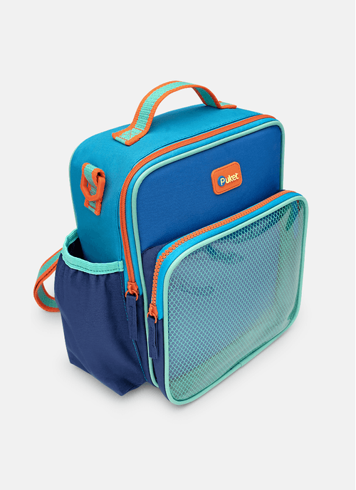 Lancheira Térmica com Bolso Frontal Color Block Azul