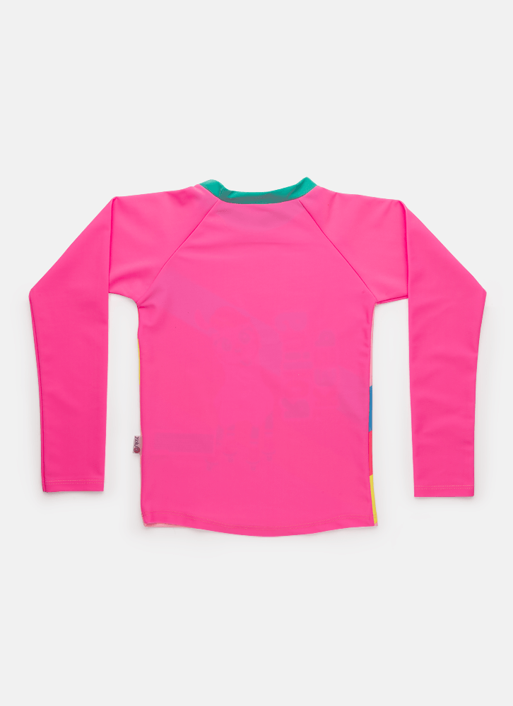 Camiseta-Praia-Com-Protecao-Solar-Menina-Lhama-Retro