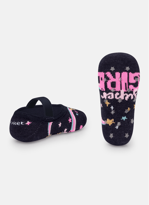 Meia Sapatilha Antiderrapante Bebê RN Menina Super Girl