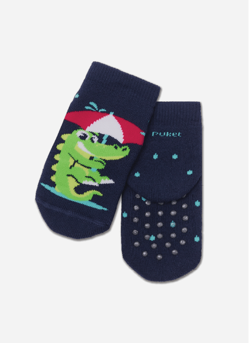 Meia Soquete Antiderrapante Bebê Menino Jacaré