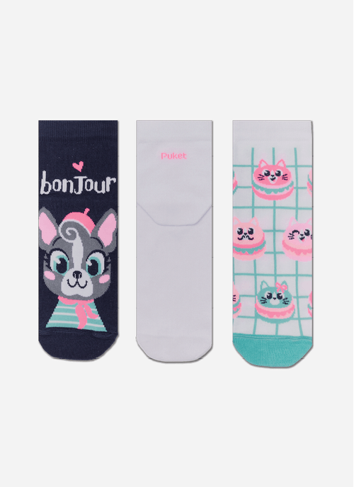 Kit com 3 meias Cano Curto Feminina Cachorro