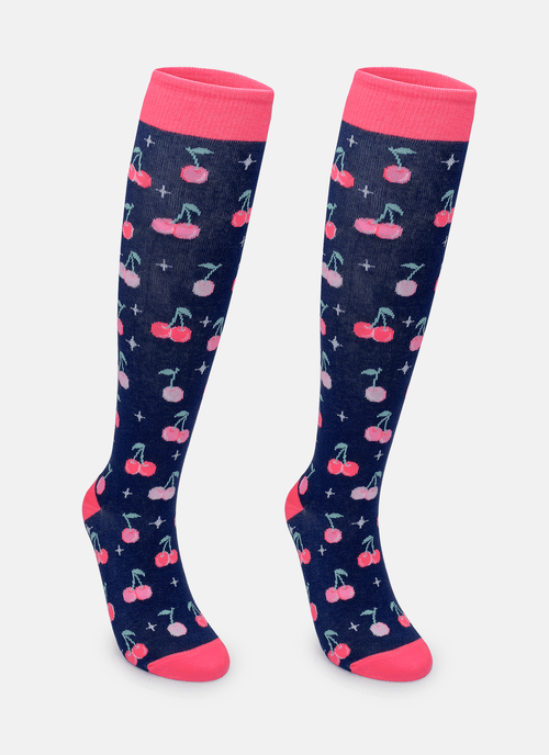 Meia Cano 3/4 Feminina Cereja