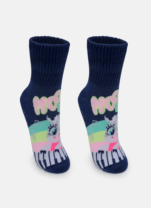 Meia Botinha Antiderrapante Bebê Menina Vaca Moosic