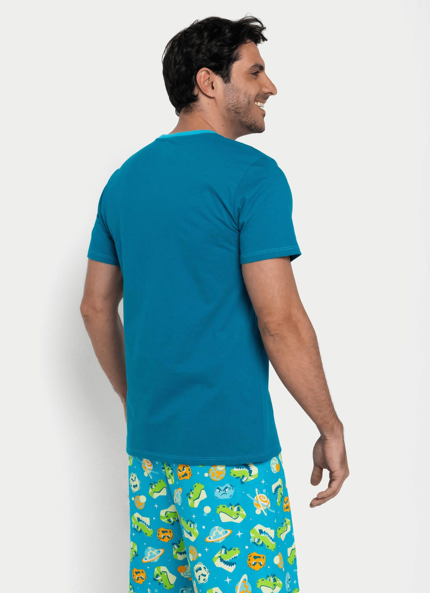 Pijama-Manga-Curta-Algodao-Masculino-Dino-Astronauta