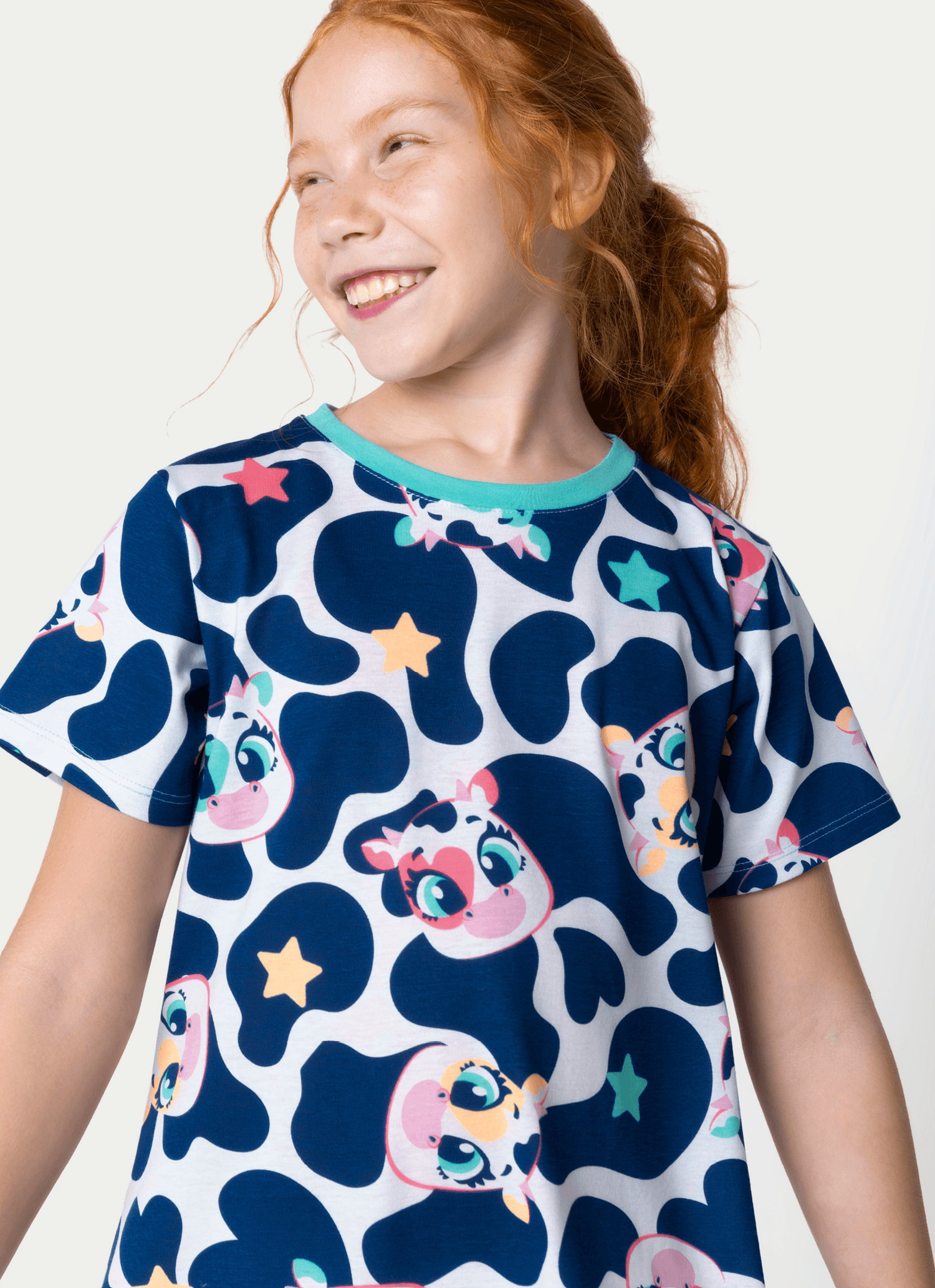 Camisola-Manga-Curta-Algodao-Menina-Teen-Vaca-Moosic