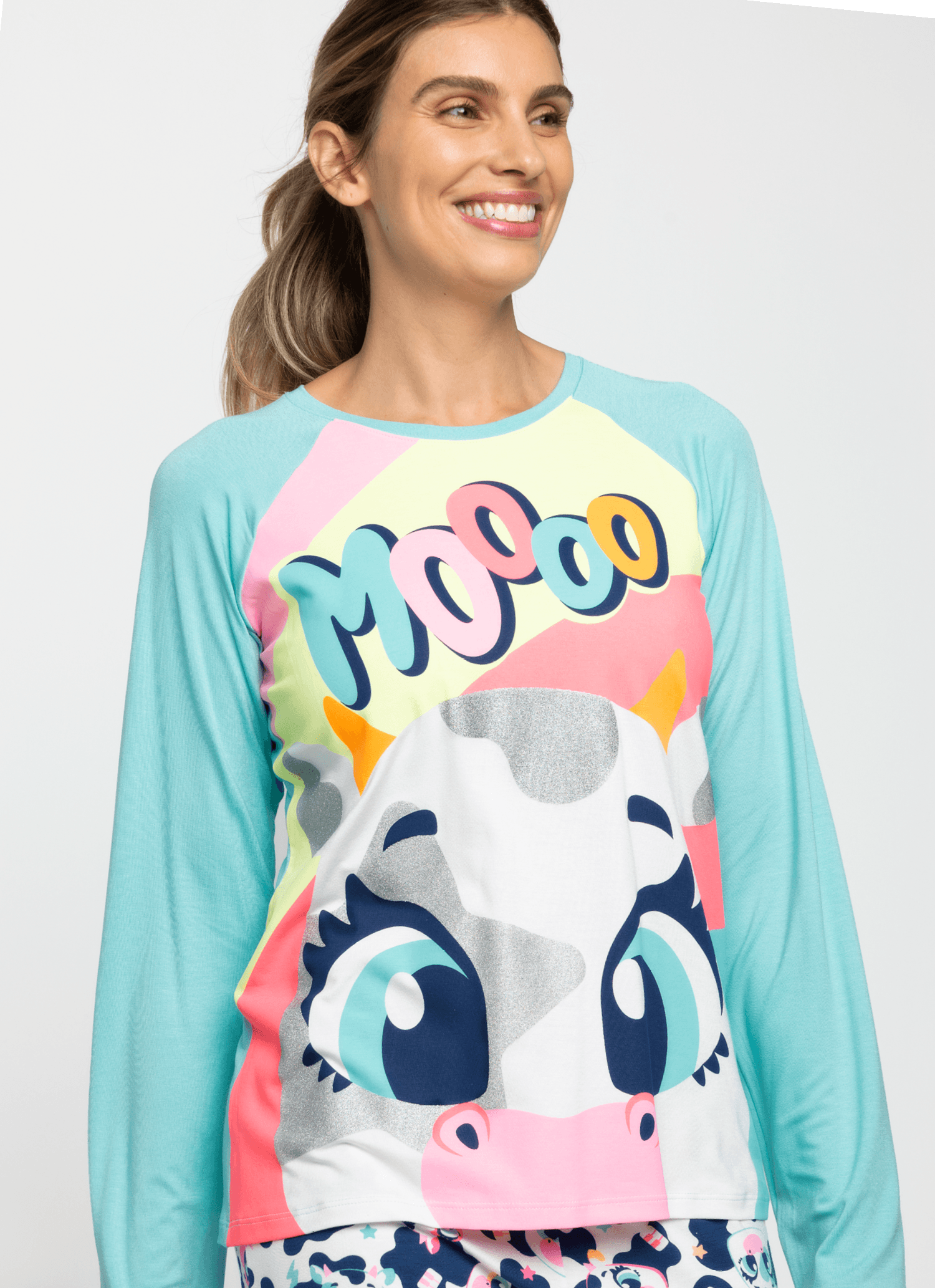 Pijama-Manga-Longa-Viscolycra-Feminino-Vaca-Moosic