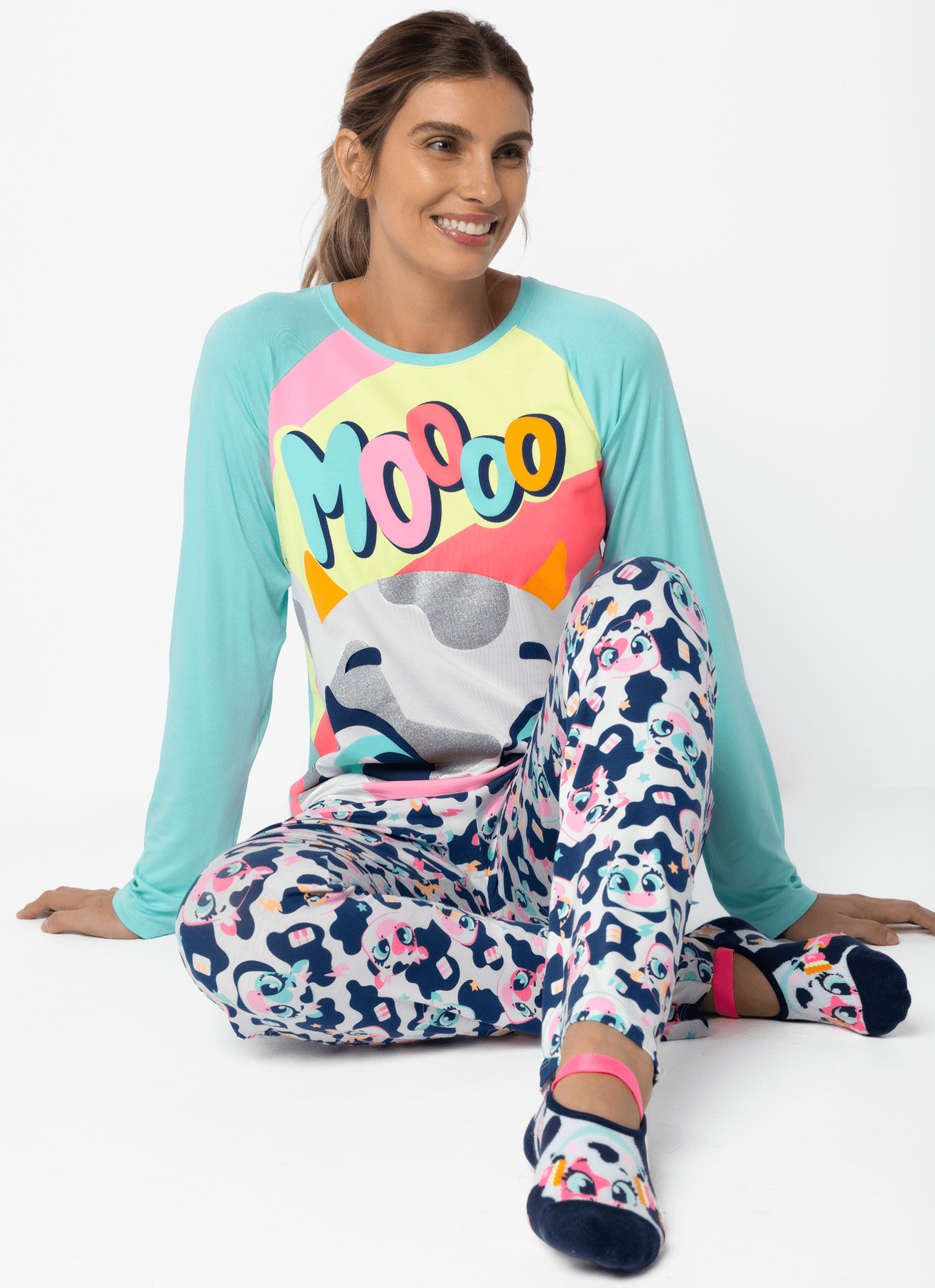 Pijama-Manga-Longa-Viscolycra-Feminino-Vaca-Moosic
