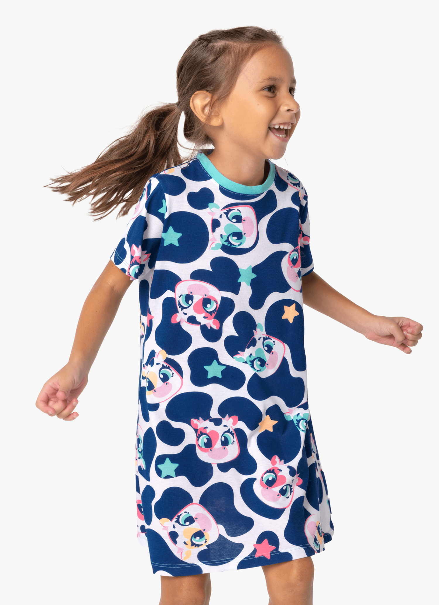 Camisola-Manga-Curta-Algodao-Menina-Vaca-Moosic