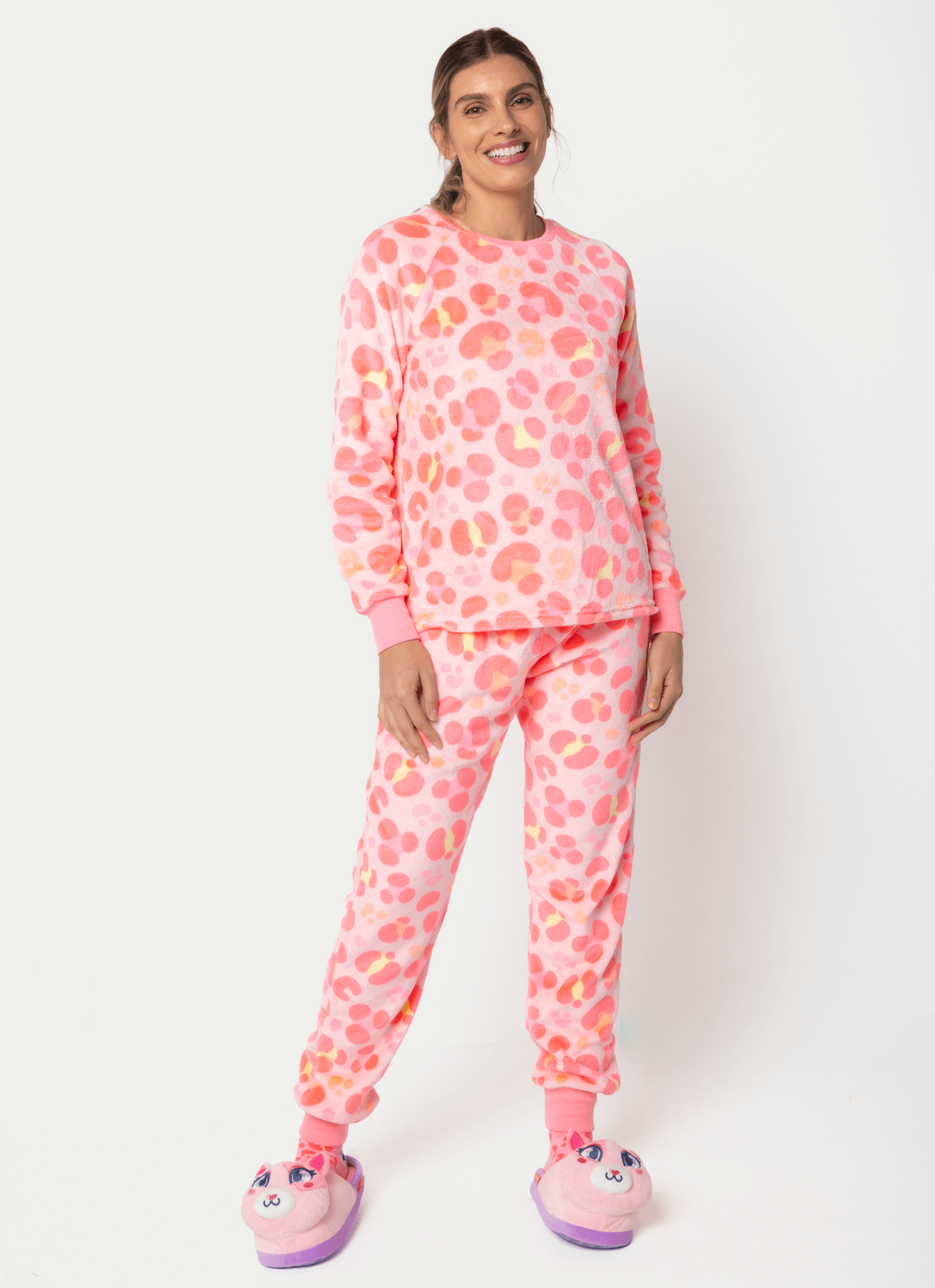 Pijama-Manga-Longa-Soft-Feminino-Gata-Cereja
