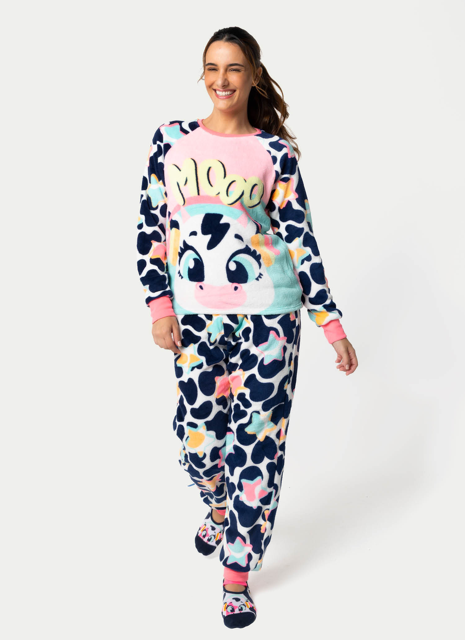 Pijama-Manga-Longa-Soft-Feminino-Vaca-Moosic
