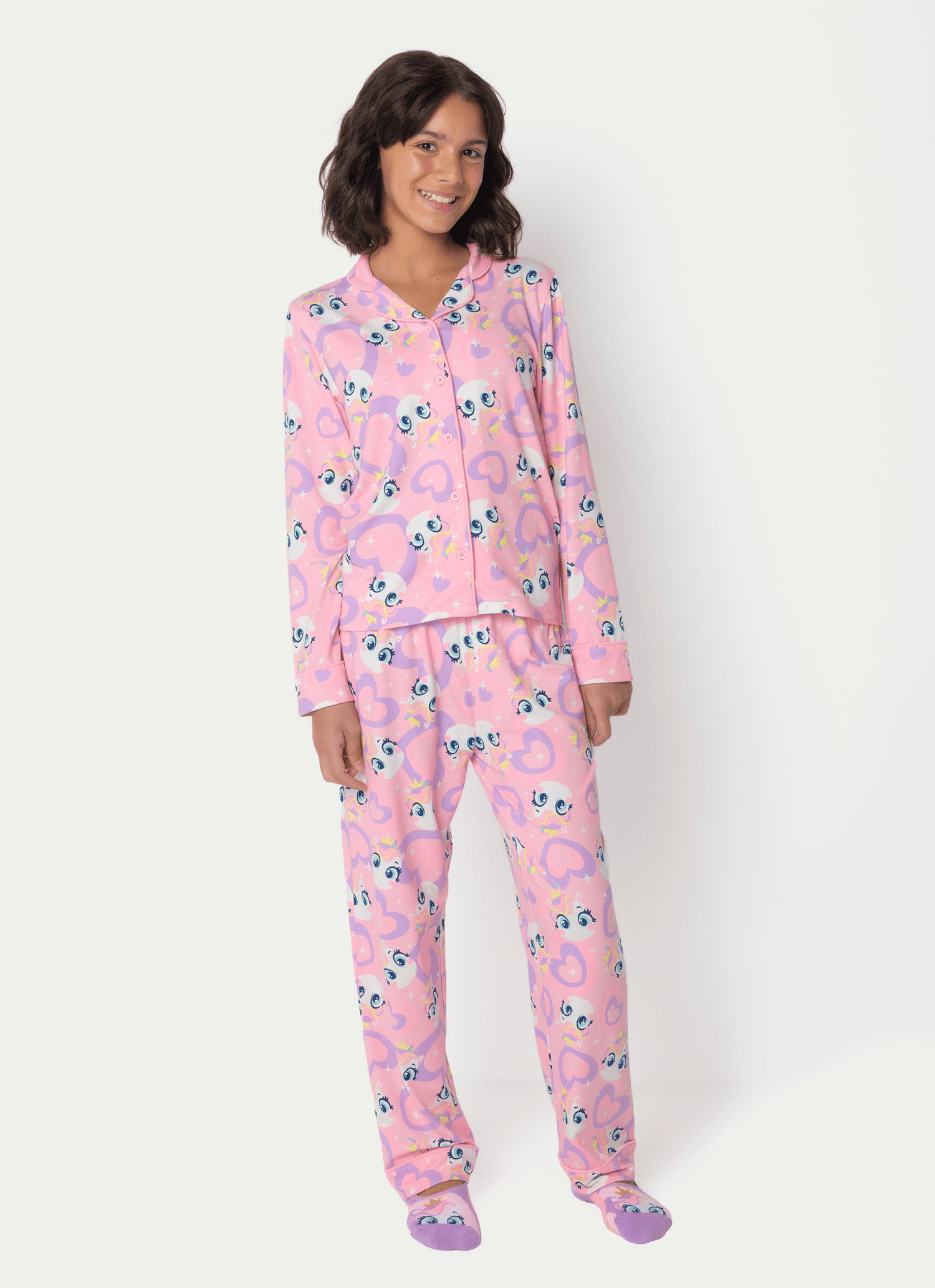 Pijama-Manga-Longa-Viscose-Menina-Teen-Unicornio-Diamante