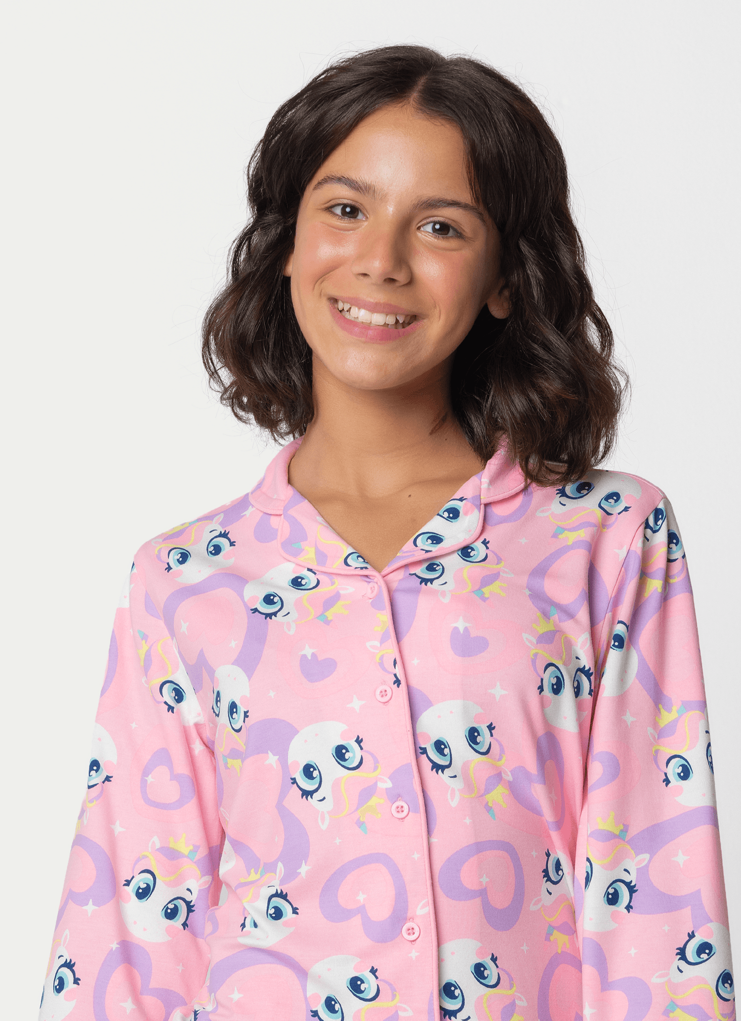 Pijama-Manga-Longa-Viscose-Menina-Teen-Unicornio-Diamante