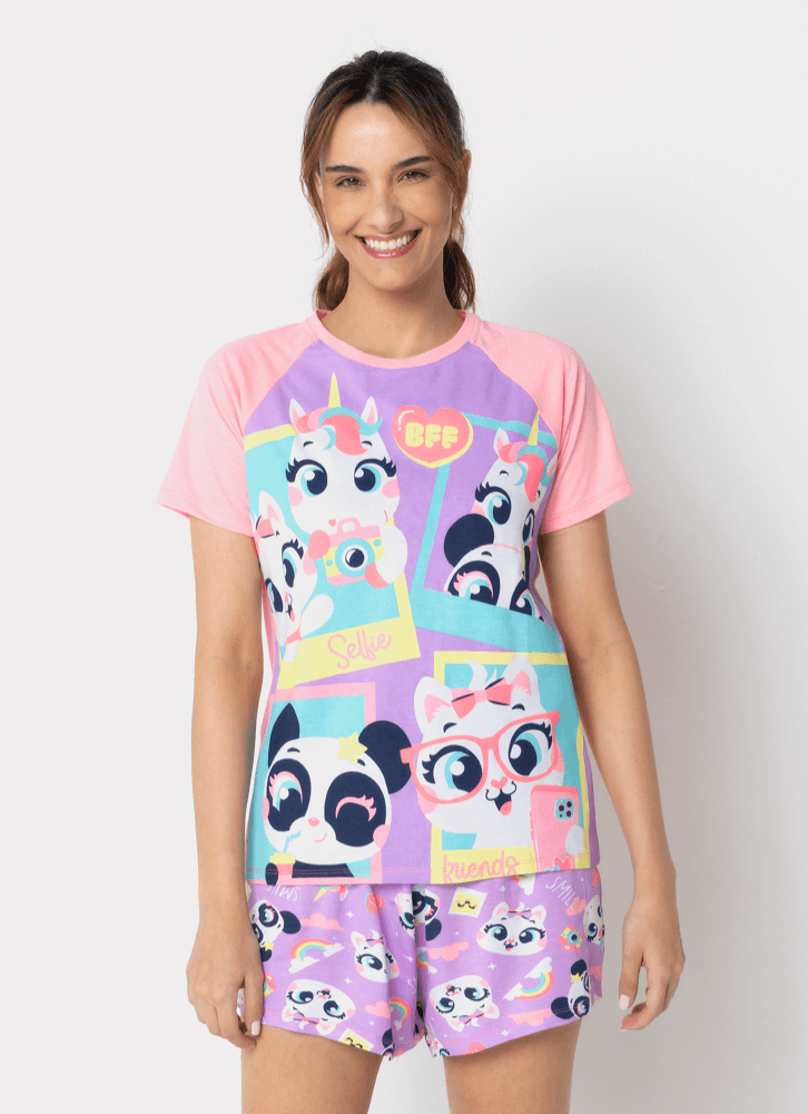 Pijama-Manga-Curta-Viscolycra-Feminino-Multibichos