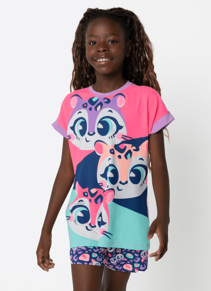 Pijama-Manga-Curta-Menina-Teen-Onca