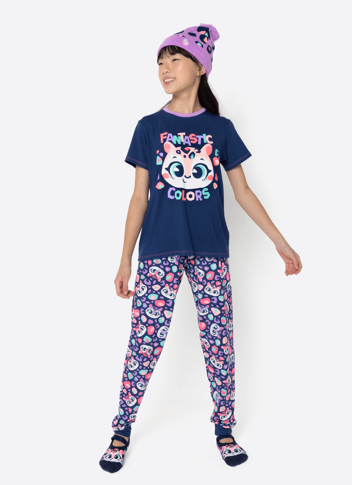 Pijama-Manga-Curta-Viscolycra-Menina-Teen-Onca