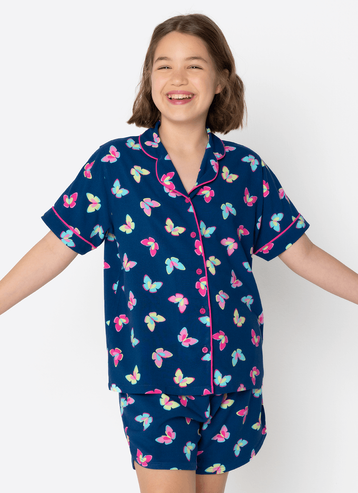 Pijama-Manga-Curta-Viscose-Menina-Teen-Borboletas