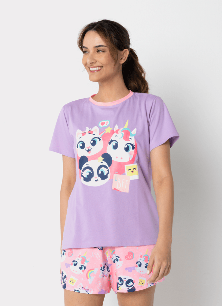 Pijama-Manga-Curta-Algodao-Feminino-Multibichos