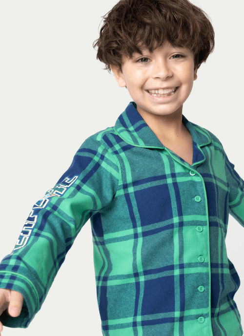 Pijama Manga Longa Flanela Unissex Kids Dino Astronauta