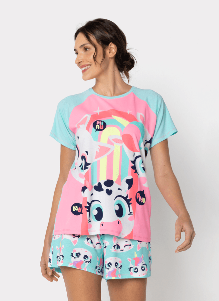 Pijama-Manga-Curta-Viscolycra-Feminino-Multibichos-Bff