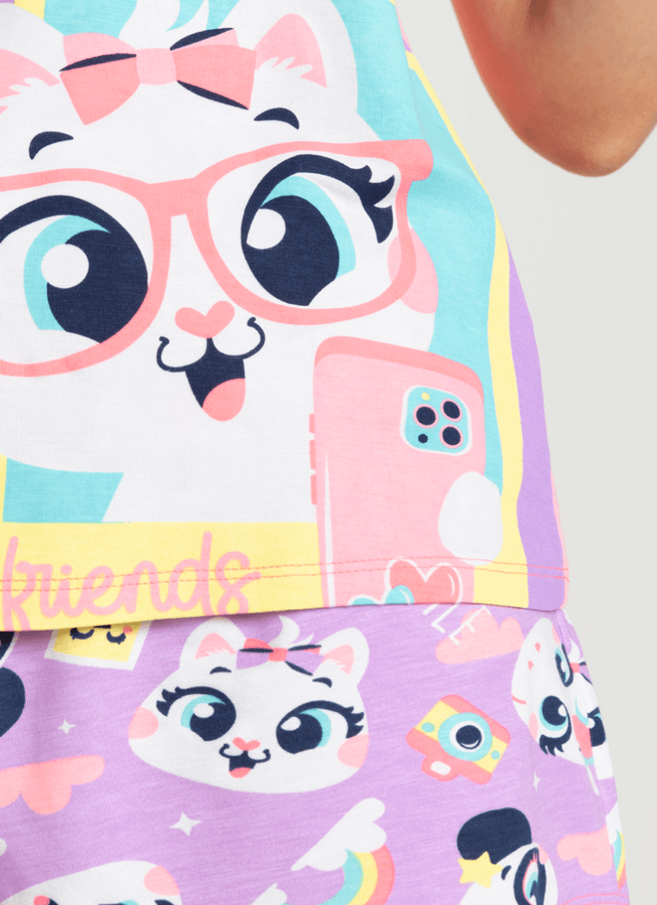 Pijama-Manga-Curta-Viscolycra-Feminino-Multibichos-Best-Friend