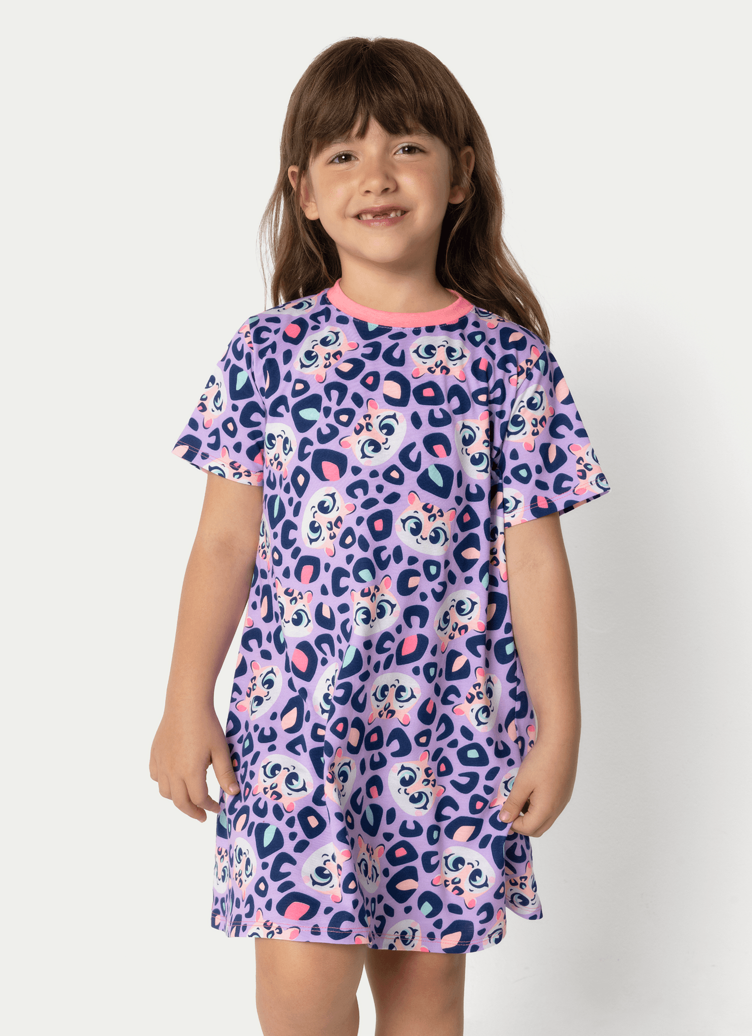 Camisola-Manga-Curta-Algodao-Menina-Onca