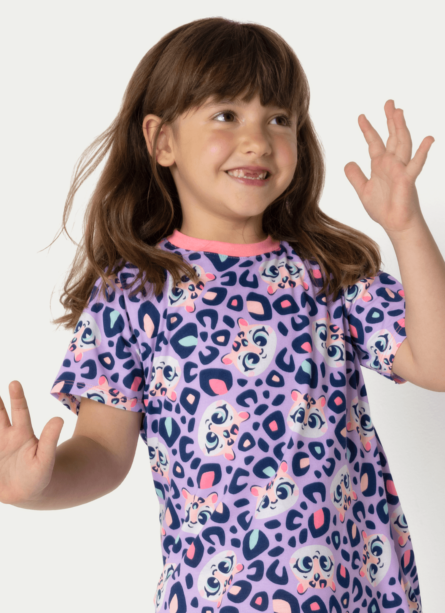 Camisola-Manga-Curta-Algodao-Menina-Onca