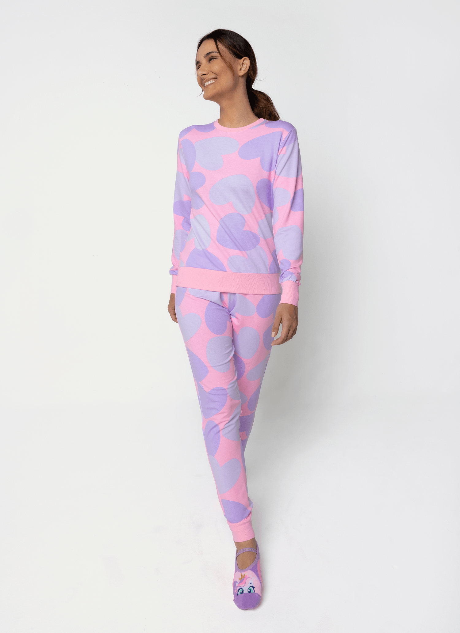 Pijama-Manga-Longa-Ultra-Visco-Feminino-Unicornio-Diamante