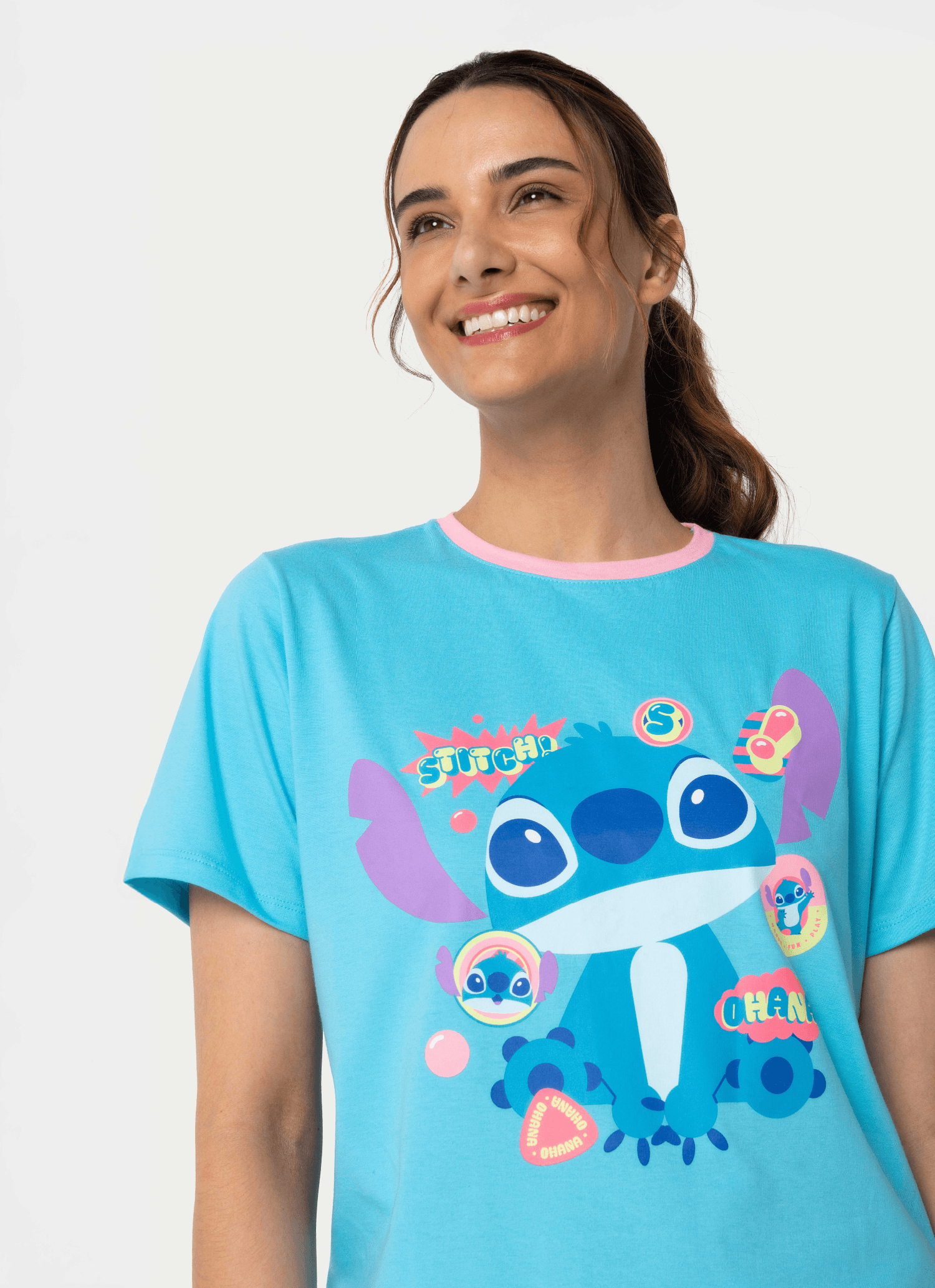 Pijama-Manga-Curta-Algodao-Feminino-Stitch