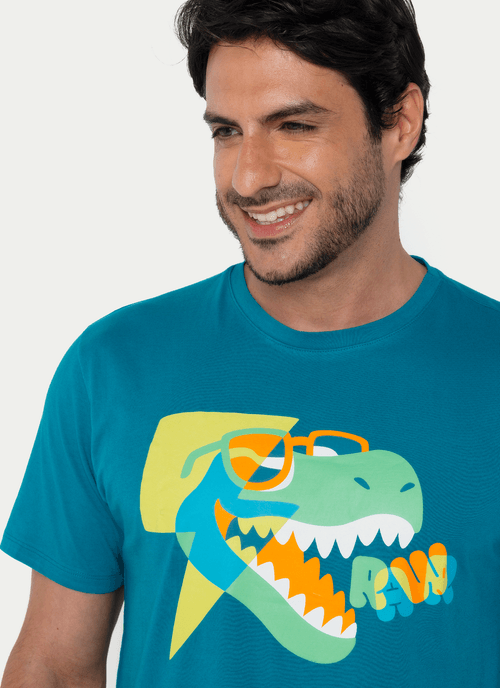 Pijama Manga Curta Algodão Masculino Dino