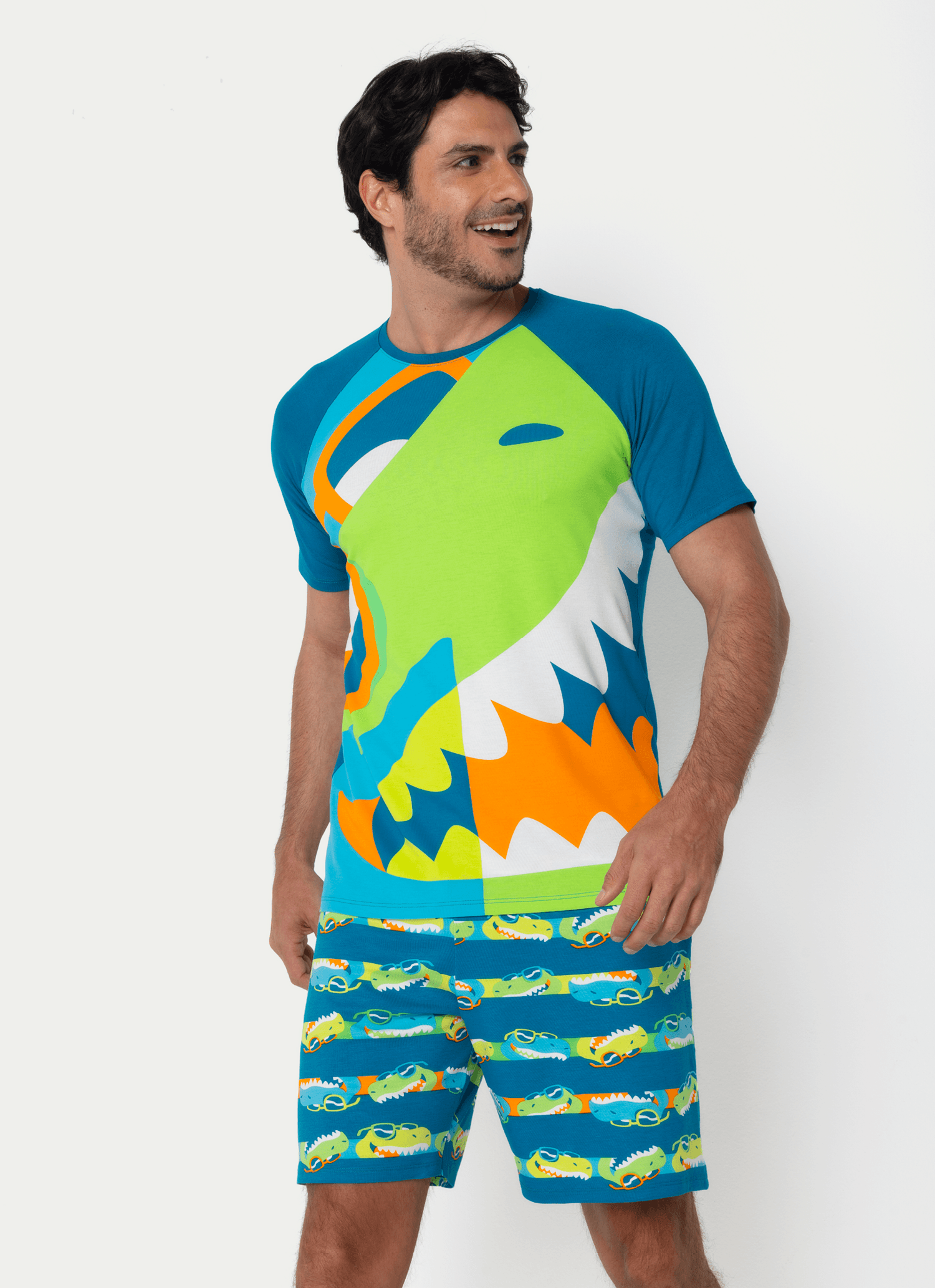 Pijama-Manga-Curta-Viscolycra-Masculino-Dino