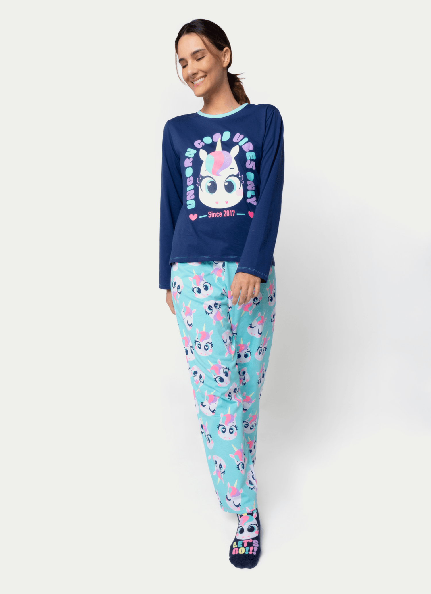 Pijama-Manga-Longa-Algodao-Feminino-Unicornio