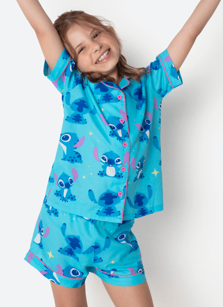 Pijama-Manga-Curta-Viscose-Menina-Stitch
