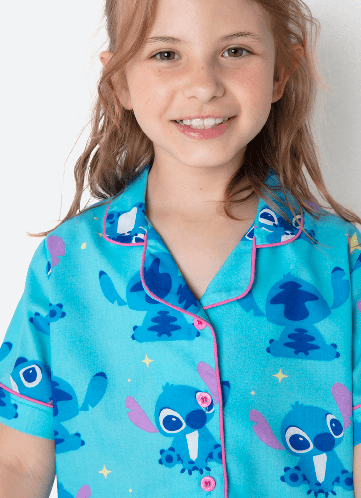 Pijama-Manga-Curta-Viscose-Menina-Stitch