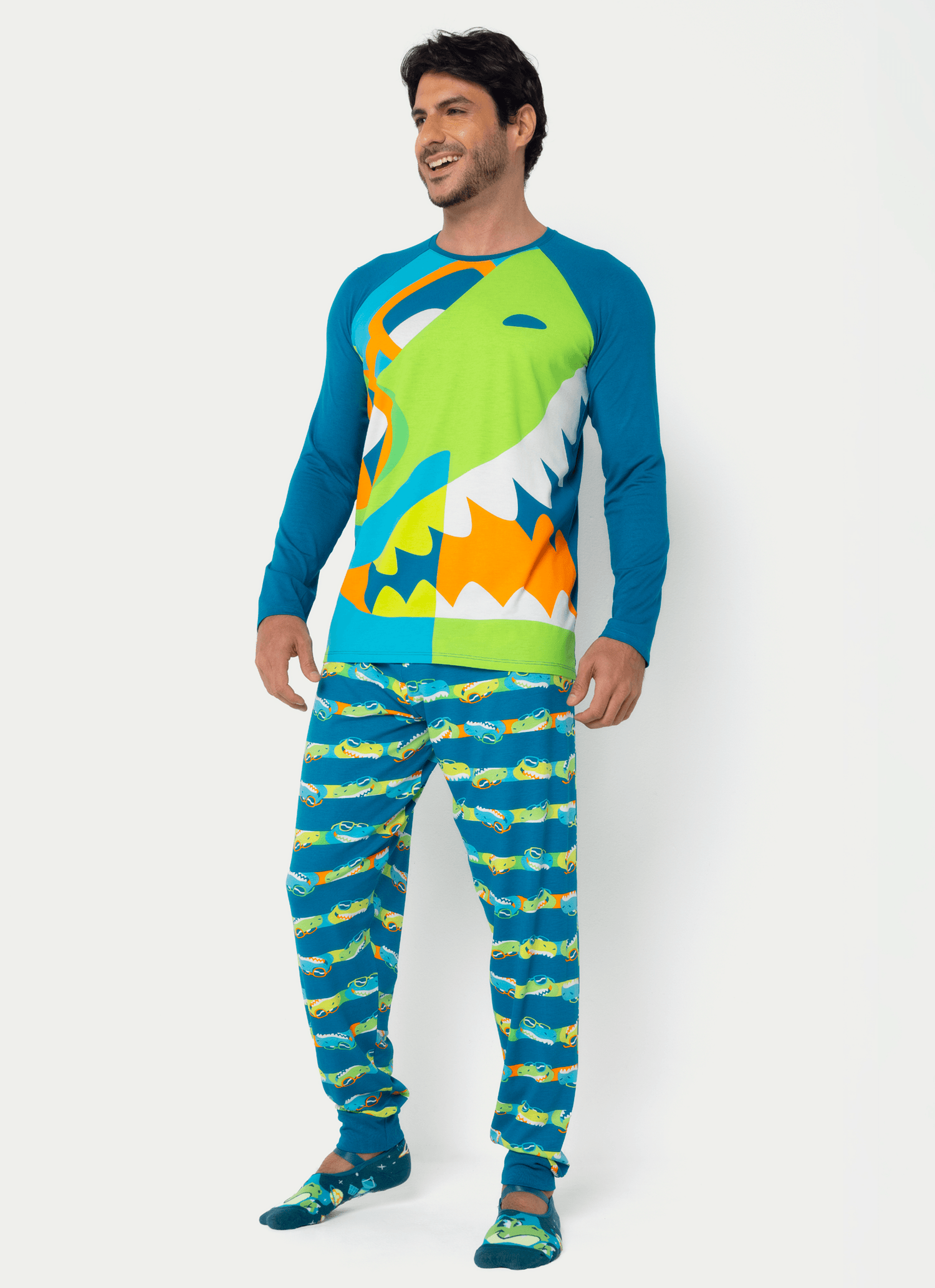 Pijama-Manga-Longa-Viscolycra-Masculino-Dino
