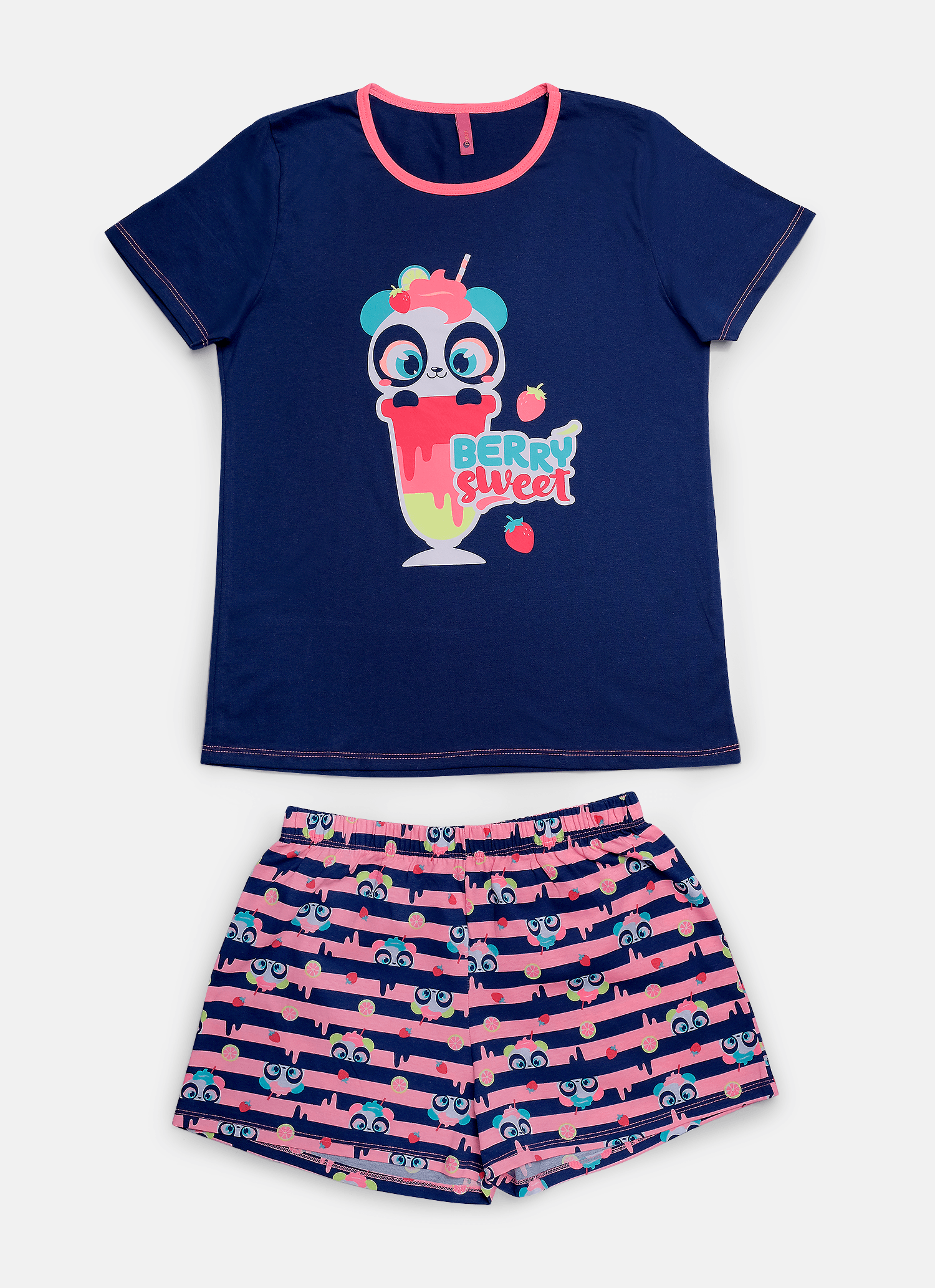 Pijama-Manga-Curta-Algodao-Feminino-Panda-Sweet