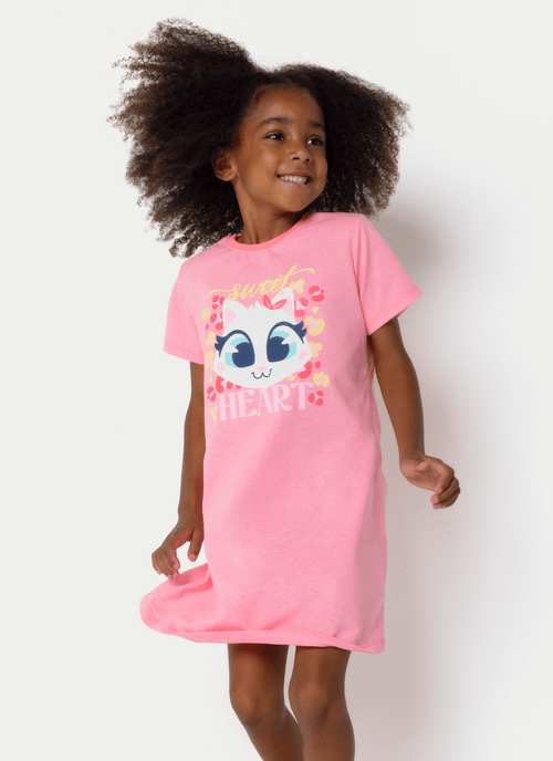 Camisola Manga Curta Menina Gata Cereja