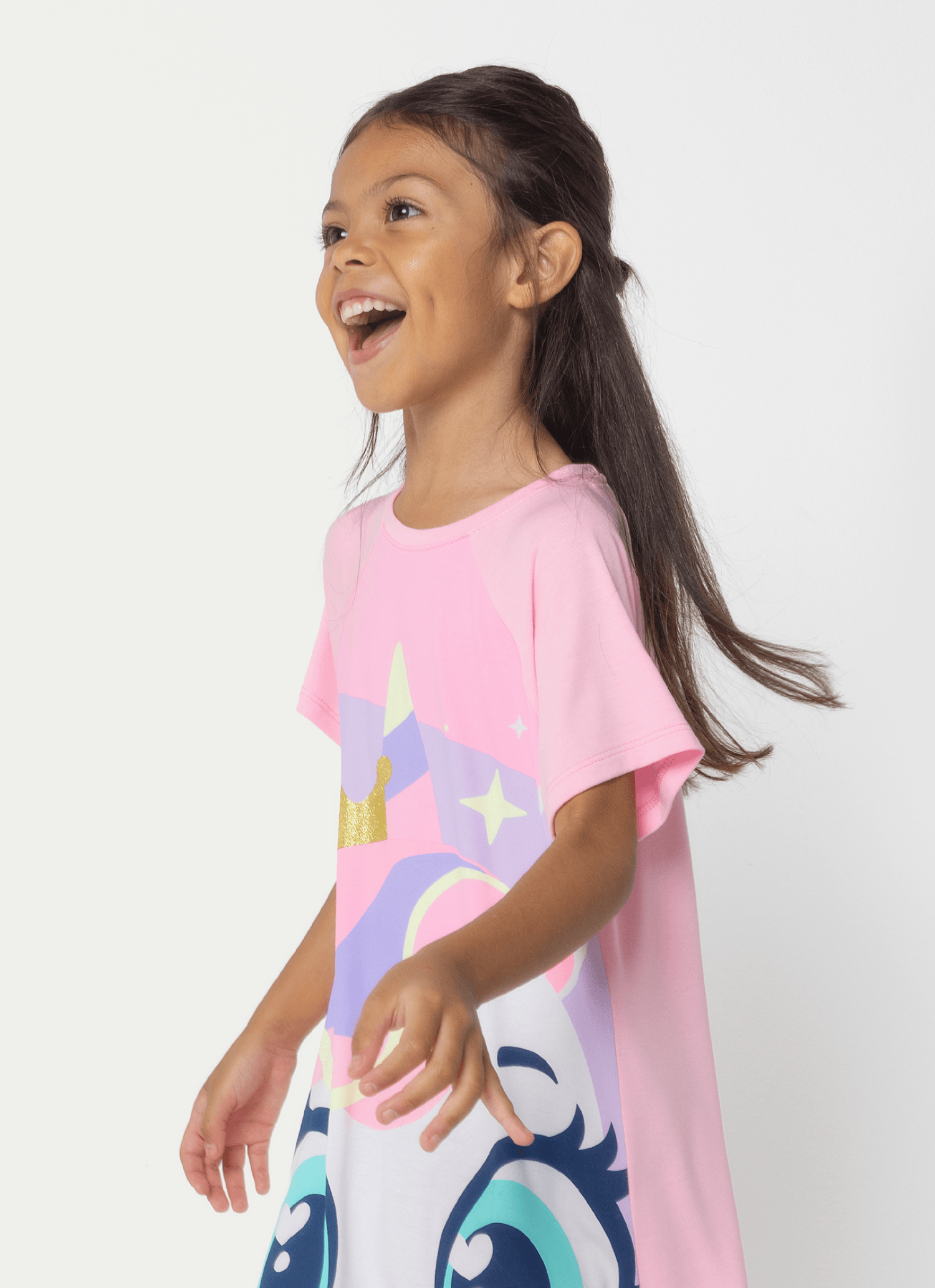 Camisola-Manga-Curta-Viscolycra-Menina-Unicornio-Diamante