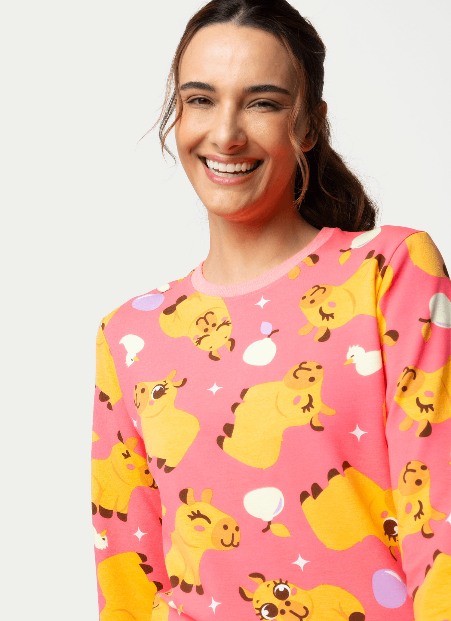 Pijama-Manga-Longa-Ultra-Visco-Feminino-Capivara-Chocolate