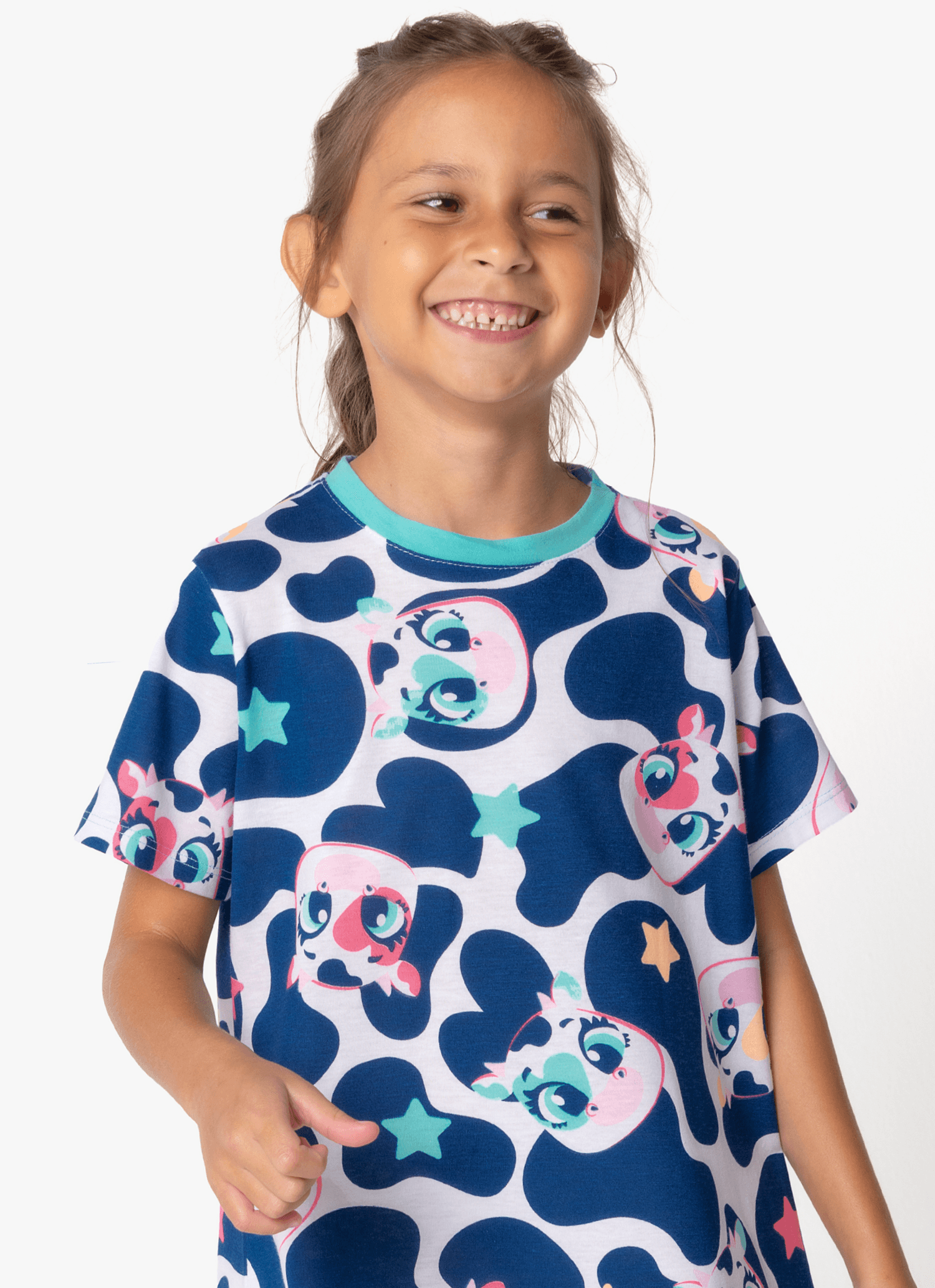Camisola-Manga-Curta-Algodao-Menina-Vaca-Moosic